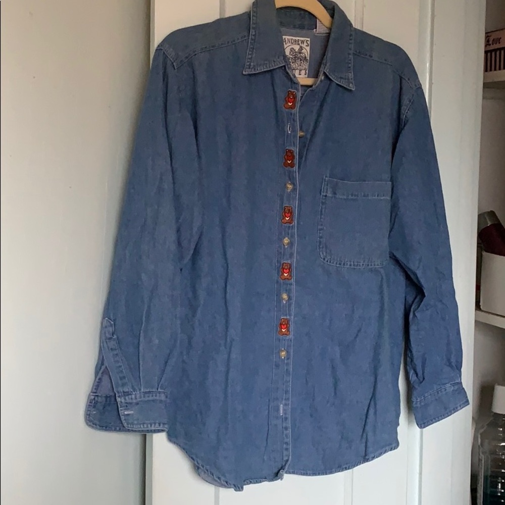 Andwew’s Blues women denim shirt with bear, hearts